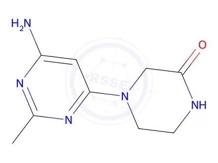 Chemical structure of 4-(6-amino-2-methylpyrimidin-4-yl)piperazin-2-one