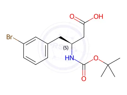 Chemical structure of (S)-4-(3-Bromophenyl)-3-((tert-butoxycarbonyl)amino)butanoic acid