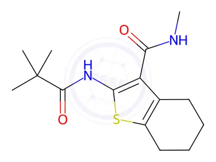 Chemical structure of N-Methyl-2-pivalamido-4,5,6,7-tetrahydrobenzo[b]thiophene-3-carboxamide