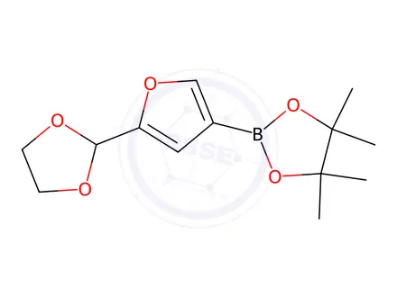 Chemical structure of 2-(5-(1,3-Dioxolan-2-yl)furan-3-yl)-4,4,5,5-tetramethyl-1,3,2-dioxaborolane