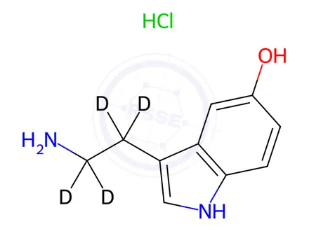 Chemical structure of 5-Hydroxytryptamine hydrochloride salt-[D4]