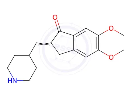 Chemical structure of 5,6-Dimethoxy-2-(4-piperidinyl)methyleneindan-1-one (Donepezil Impurity)