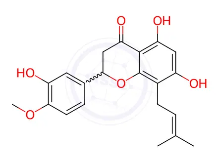 Chemical structure of 5,7,3'-Trihydroxy-4'-methoxy-8-prenylflavanone