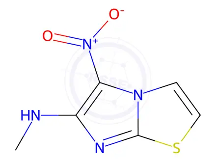 Chemical structure of N-methyl-5-nitroimidazo[2,1-b]thiazol-6-amine