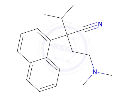 Chemical structure of α-[2-(Dimethylamino)ethyl]-α-isopropyl-1-naphthaleneacetonitrile