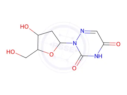 Chemical structure of 2-((2S,4S,5R)-4-Hydroxy-5-(hydroxymethyl)tetrahydrofuran-2-yl)-1,2,4-triazine-3,5(2H,4H)-dione