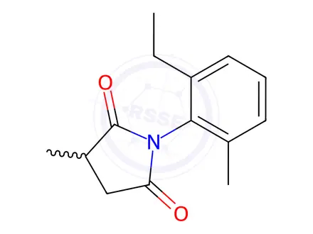 Chemical structure of 1-(2-ethyl-6-methylphenyl)-3-methylpyrrolidine-2,5-dione