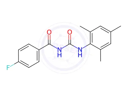 Chemical structure of 4-Fluoro-N-(mesitylcarbamoyl)benzamide
