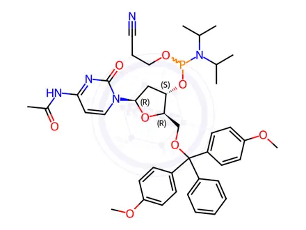 Chemical structure of DMT-dC(ac) Phosphoramidite