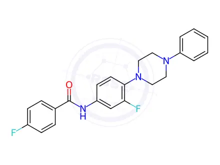 Chemical structure of 4-Fluoro-N-[3-fluoro-4-(4-phenylpiperazin-1-yl)phenyl]benzamide