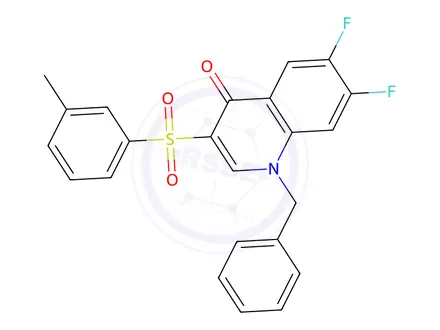 Chemical structure of 1-Benzyl-6,7-difluoro-3-(m-tolylsulfonyl)quinolin-4(1H)-one