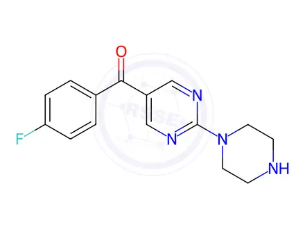 Chemical structure of (4-Fluorophenyl)[2-(1-piperazinyl)-5-pyrimidinyl]methanone