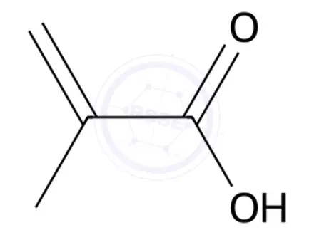 Chemical structure of 2-methyl-2-propenoic aci polymer with ethenylbenzene and 2-propenenitrile