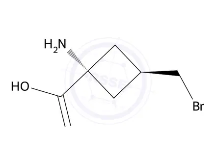 Chemical structure of trans-1-amino-3-(bromomethyl)cyclobutanecarboxylic acid