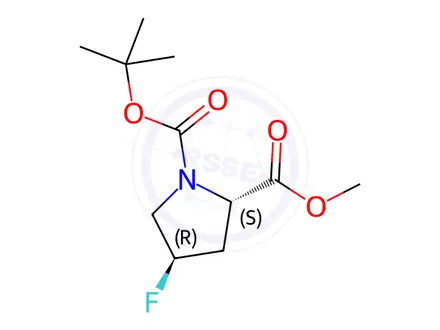 Chemical structure of 1-(tert-butyl) 2-methyl (2S,4R)-4-fluoropyrrolidine-1,2-dicarboxylate