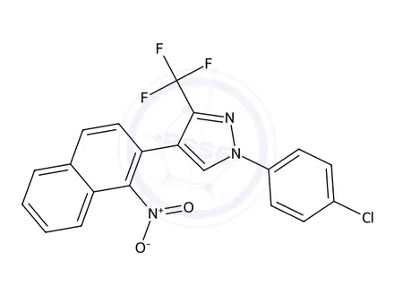 Chemical structure of 1-(4-Chlorophenyl)-4-(1-nitronaphthalen-2-yl)-3-(trifluoromethyl)-1H-pyrazole