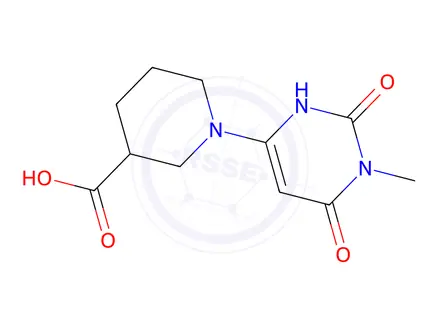 Chemical structure of 1-(1-Methyl-2,6-dioxo-1,2,3,6-tetrahydropyrimidin-4-yl)piperidine-3-carboxylic acid