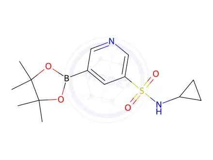 Chemical structure of N-Cyclopropyl-5-(4,4,5,5-tetramethyl-1,3,2-dioxaborolan-2-yl)pyridine-3-sulfonamide
