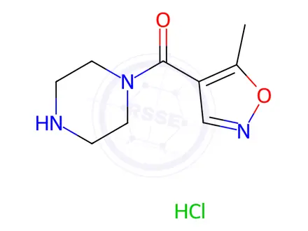 Chemical structure of 1-(5-Methyl-1,2-oxazole-4-carbonyl)piperazine Hydrochloride
