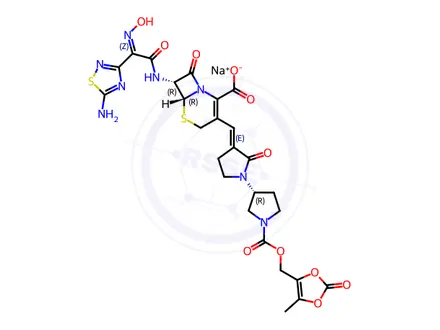 Chemical structure of Ceftobiprole Medocaril Sodium