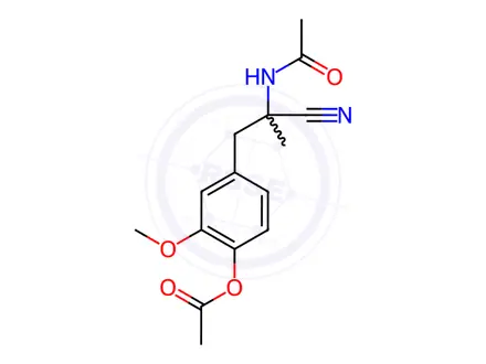 Chemical structure of N-[2-[4-(Acetyloxy)-3-methoxyphenyl]-1-cyano-1-methylethyl]acetamide