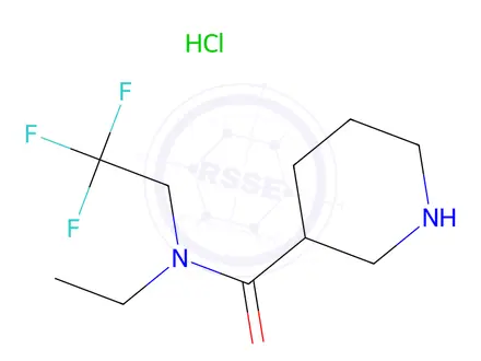 Chemical structure of n-Ethyl-N-(2,2,2-trifluoroethyl)piperidine-3-carboxamide hydrochloride