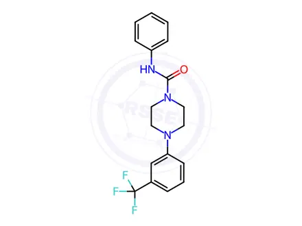 Chemical structure of N-Phenyl-4-[3-(trifluoromethyl)phenyl]piperazine-1-carboxamide