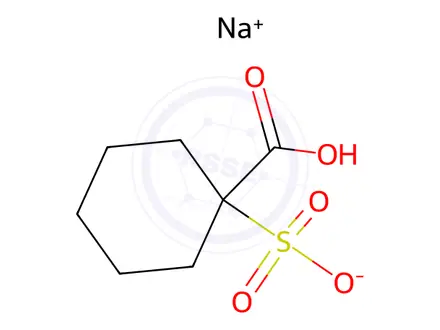 Chemical structure of sodium hydrogen-1-sulphocyclohexanecarboxylate
