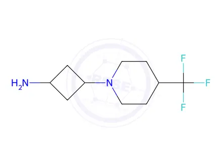 Chemical structure of 3-[4-(trifluoromethyl)piperidin-1-yl]cyclobutan-1-amine