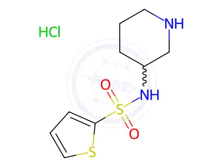 Chemical structure of N-(Piperidin-3-yl)thiophene-2-sulfonamide hydrochloride
