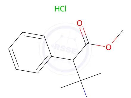 Chemical structure of methyl 3-amino-3-methyl-2-phenylbutanoate hydrochloride