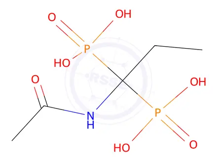 Chemical structure of (1-Acetamidopropane-1,1-diyl)bis(phosphonic acid)