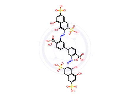 Chemical structure of 7-Naphthalenedisulfonic acid, 3,3'-[[4,4'-diarsono(1,1'-biphenyl)-3,3'-diyl]bis(azo)] bis(4,5-di2