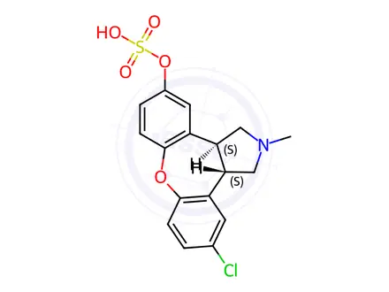 Chemical structure of (3aR,12bR)-Rel-11-Chloro-2,3,3a,12b-tetrahydro-2-methyl-1H-dibenz[2,3:6,7]oxepino [4,5-c]pyrrol-5-ol 5-(hydrogen sulfate)