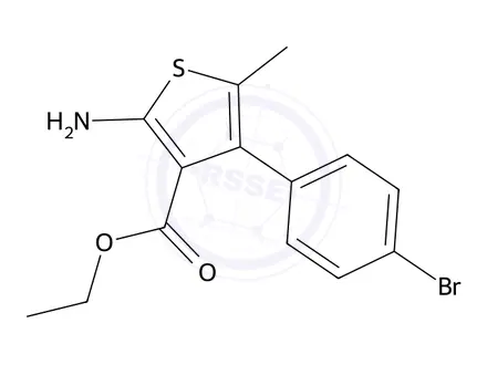 Chemical structure of Ethyl 2-amino-4-(4-bromophenyl)-5-methylthiophene-3-carboxylate