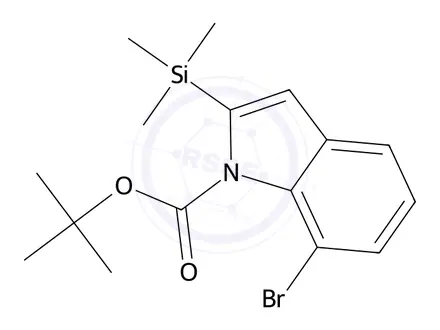 Chemical structure of Tert-butyl 7-bromo-2-(trimethylsilyl)-1H-indole-1-carboxylate