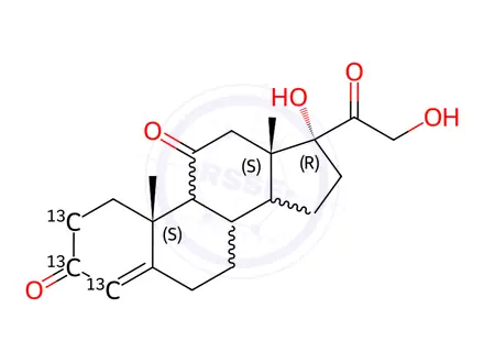 Chemical structure of Cortisone-[13C3]