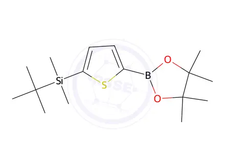 Chemical structure of Tert-butyldimethyl(5-(4,4,5,5-tetramethyl-1,3,2-dioxaborolan-2-yl)thiophen-2-yl)silane
