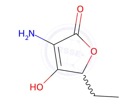 Chemical structure of 2(5H)-Furanone, 3-amino-5-ethyl-4-hydroxy-
