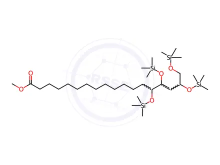 Chemical structure of 14,15,17,18-Tetrakis[(trimethylsilyl)oxy]octadecanoic acid methyl ester