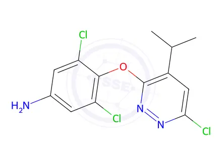 Chemical structure of 3,5-Dichloro-4-((6-chloro-4-isopropylpyridazin-3-yl)oxy)aniline