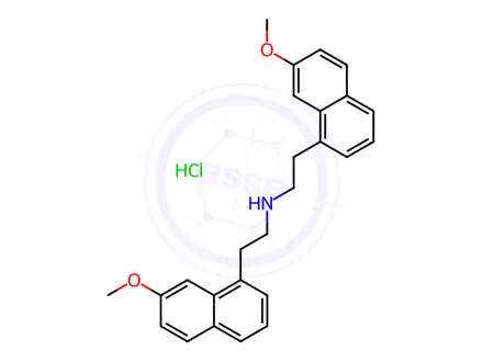 Chemical structure of bis(2-(7-methoxynaphthalen-1-yl)ethyl)amine hydrochloride