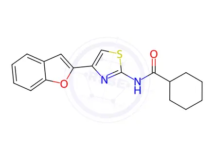 Chemical structure of N-(4-(Benzofuran-2-yl)thiazol-2-yl)cyclohexanecarboxamide