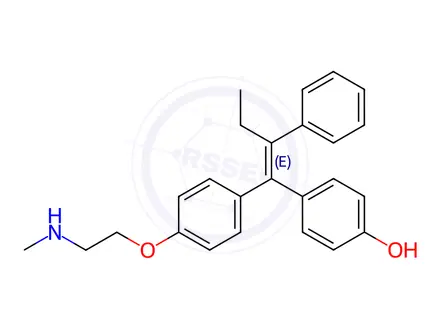 Chemical structure of (E)-4-Hydroxy-N-desmethyl Tamoxifen