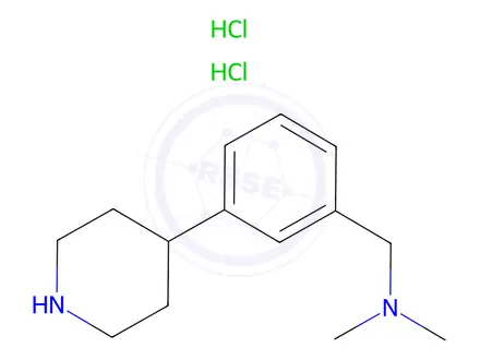 Chemical structure of N,N-dimethyl-1-(3-(piperidin-4-yl)phenyl)methanamine hydrochloride