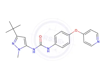 Chemical structure of Urea, N-[3-(1,1-dimethylethyl)-1-methyl-1H-pyrazol-5-yl]-N'-[4-(4-pyridinyloxy)phenyl]-