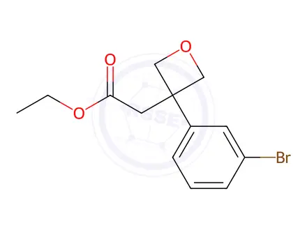 Chemical structure of 3-Oxetaneacetic acid, 3-(3-bromophenyl)-, ethyl ester