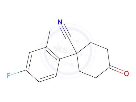 Chemical structure of 1-(4-Fluoro-2-methylphenyl)-4-oxocyclohexanecarbonitrile