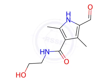 Chemical structure of 1H-Pyrrole-3-carboxamide, 5-formyl-N-(2-hydroxyethyl)-2,4-dimethyl-