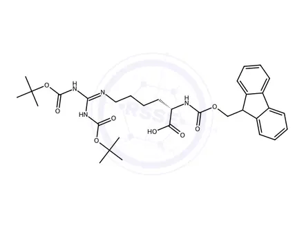 Chemical structure of Fmoc-HomoArg(Boc)2-OH
